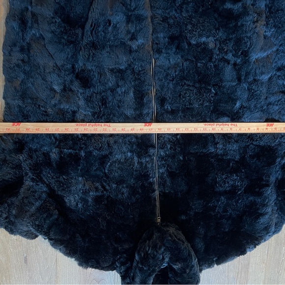 Mens Solid Black Real Fur Jacket Real Rex Rabbit Fur Outwear Chinchilla Coat 4XL - Picture 3 of 16